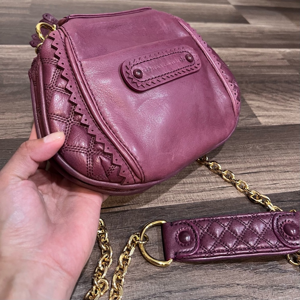 Juicy Couture Y2K Purple Quilted Genuine Leather Women's Crossbody Bag / Clutch - Picture 3 of 11